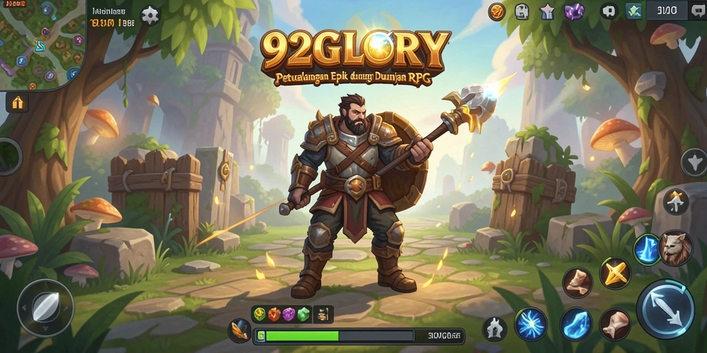 Tangkapan layar gameplay 92GLORY menampilkan aksi seru RPG.