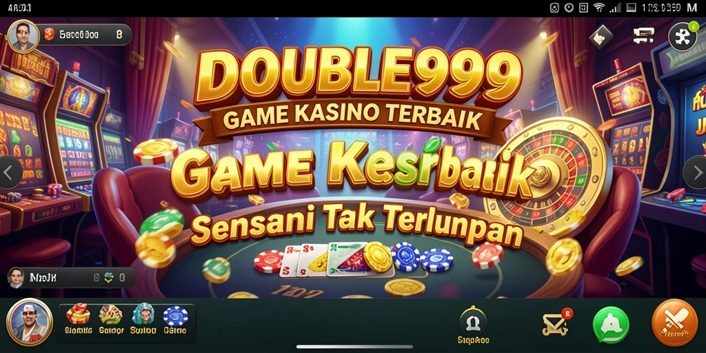 Screenshot utama gameplay Kasino DOUBLE999 menunjukkan suasana yang menyenangkan.