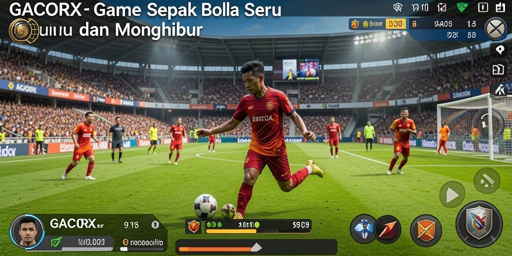 Screenshot GACORX menampilkan aksi sepak bola yang mendebarkan.
