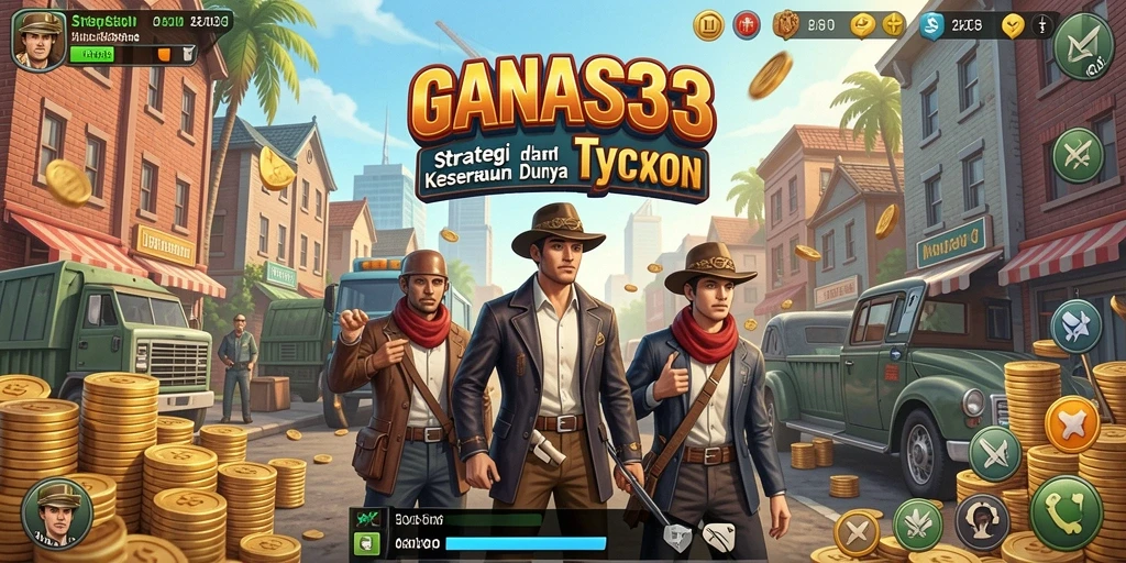 Tampilan gameplay seru dalam <strong>GANAS33</strong>, menampilkan strategi manajemen bisnis.