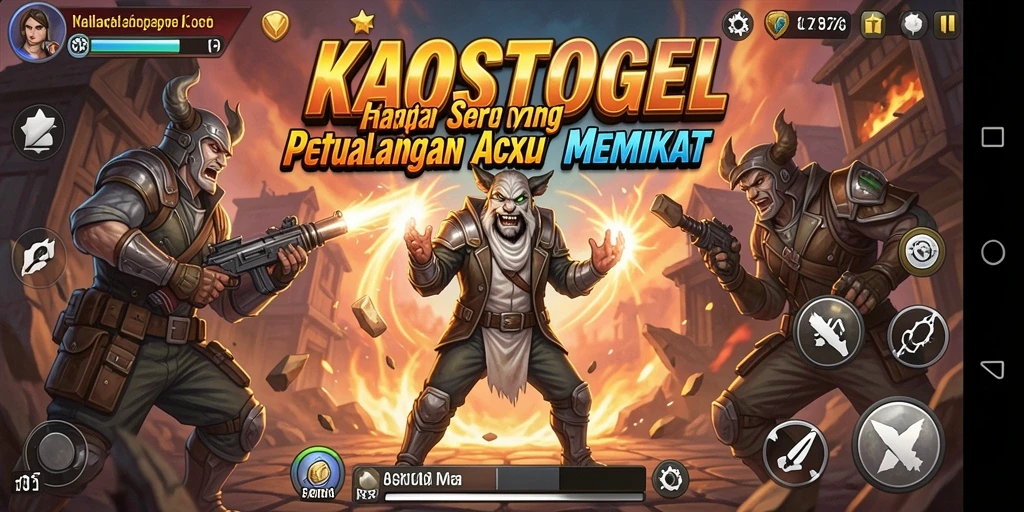 Tampilan utama KAOSTOGEL menunjukkan aksi pertarungan seru yang mendebarkan.