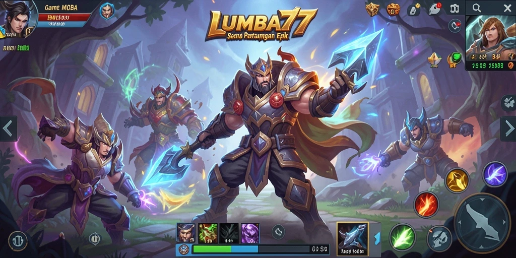 Tampilan gameplay seru dari LUMBA77 dengan aksi MOBA yang mendebarkan.