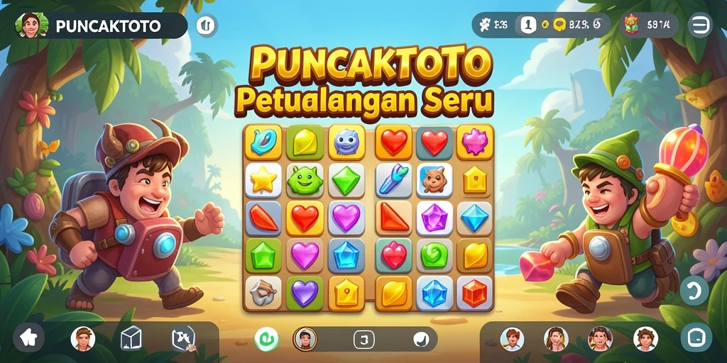 Tampilan gameplay seru PUNCAKTOTO dengan elemen Match-3 yang menantang.